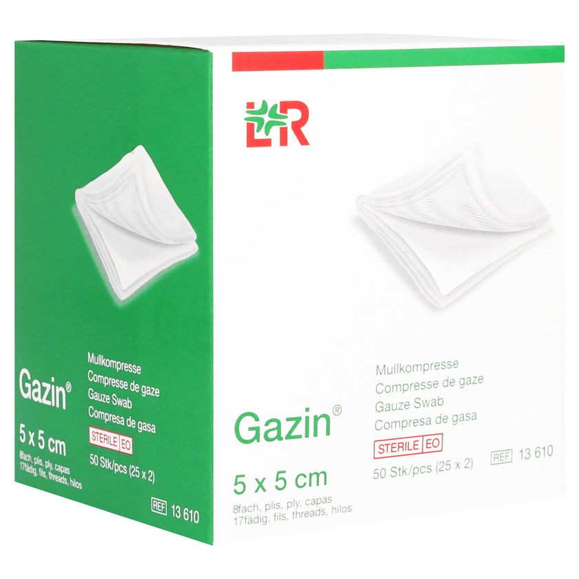 Lohmann & Rauscher Gazin Mullkompresse steril 8- fach, 25 x 2 Stück - 5 x 5 cm 25X2 St