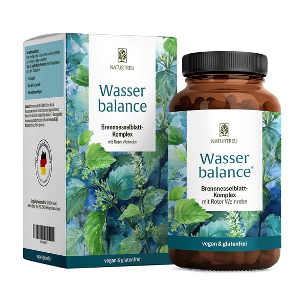 Brennnesselblatt Komplex mit Rosskastanien, Mangan & Kupfer - WASSERBALANCE - 90 vegane Kapseln - NATURTREU® 90 St