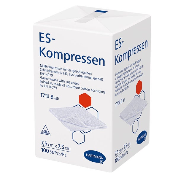 Hartmann ES-Kompressen unsteril 8- lagig 100 Stück - 7,5 x 7,5 cm / Einzelpackung 100 St