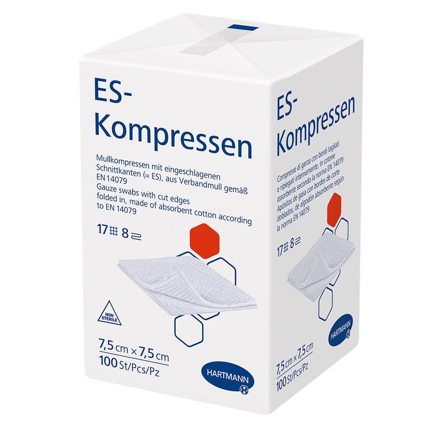 Hartmann ES-Kompressen unsteril 8- lagig 100 Stück - 7,5 x 7,5 cm / Einzelpackung 100 St