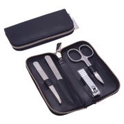 Reißverschluss-Etui aus Spaltleder schwarz, 4-teilig 1 St