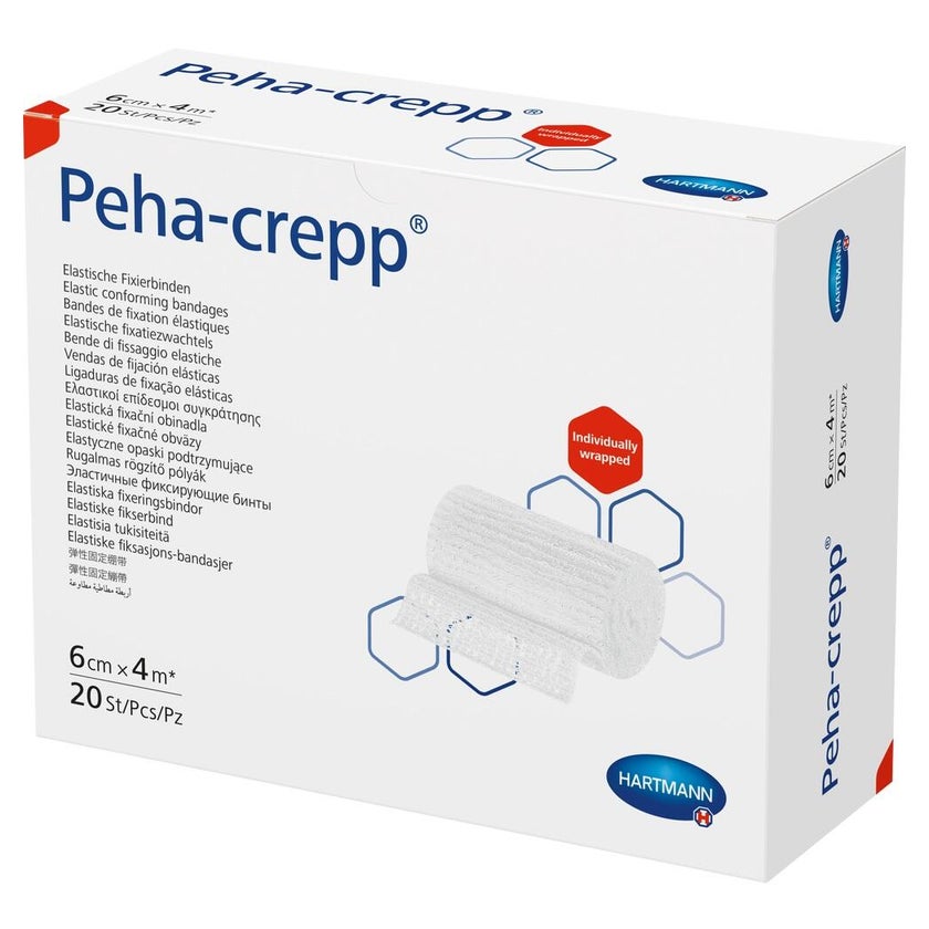 Hartmann Peha-crepp Fixierbinde, 4 m, superelastisch - 6 cm / 1 Stück – einzeln verpackt (4 m) 1 St