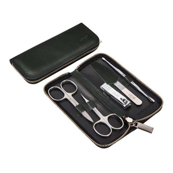 Reißverschluss-Etui aus Nappaleder schwarz, 5-teilig 1 St