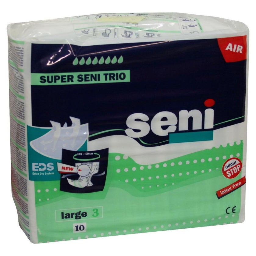 Super Seni Trio Large Inkontinenzhosen, Unisex, 10er Pack, 100 - 150 cm, 3400 ml 10 St