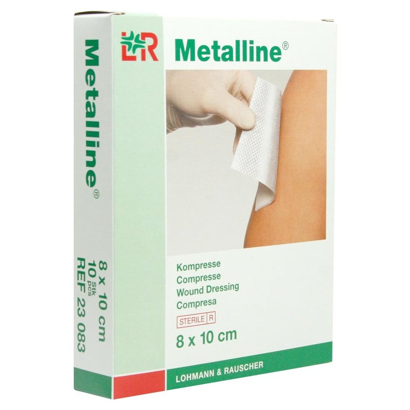 Lohmann & Rauscher Metalline Kompressen, aluminiumbeschichtet, steril, wundschonend - 1 Packung = 10 Stück, Maße: 8 x 10 cm 10 St