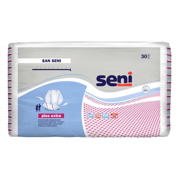 San Seni Plus Extra Inkontinenzvorlagen 39 x 75 cm, Unisex, 3.500 ml, 30er Pack 3X30 St