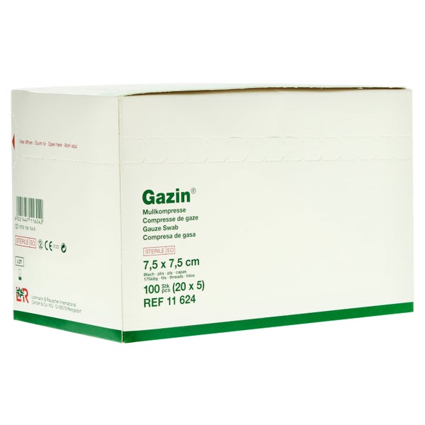 Lohmann & Rauscher Gazin Mullkompressen steril 8- fach 17- fädig 20 x 5 Stück - 7,5 x 7,5 cm 20X5 St