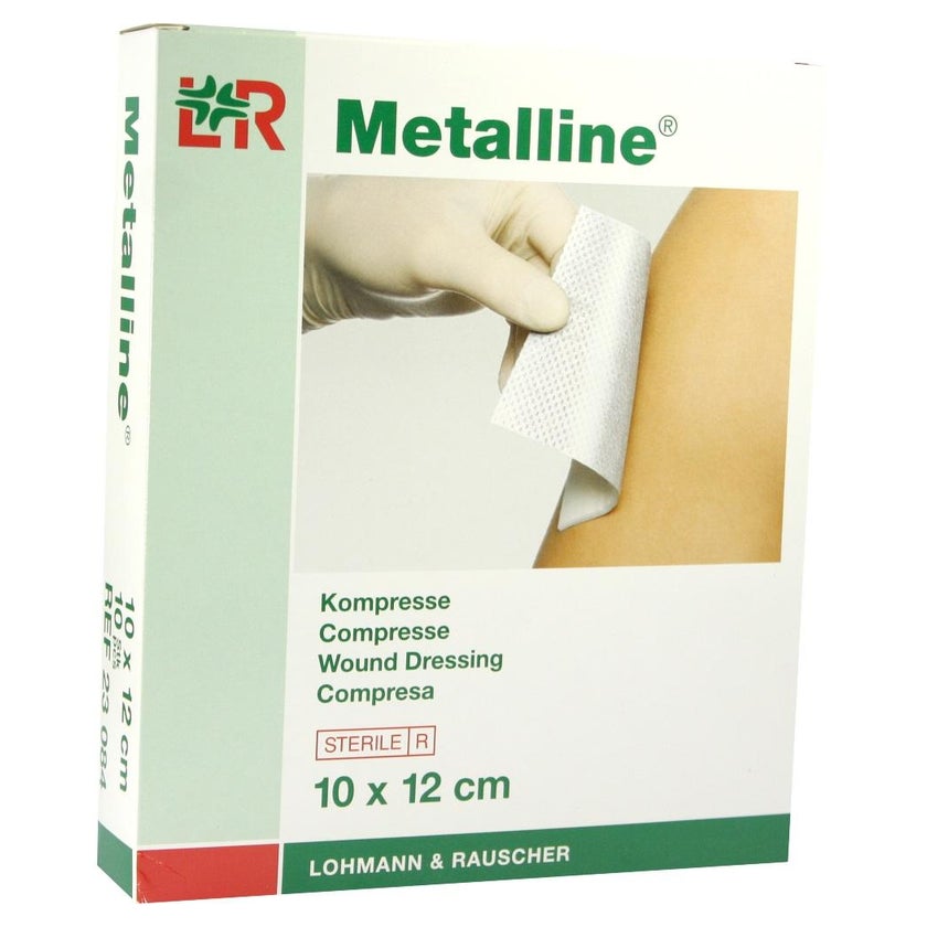 Lohmann & Rauscher Metalline Kompressen, aluminiumbeschichtet, steril, wundschonend - 1 Packung = 10 Stück, Maße: 10 x 12 cm 10 St