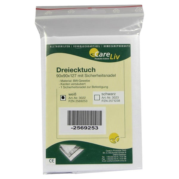 Dreiecktuch BW 90x90x127 weiß m.Sicherhe 1 St