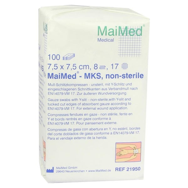 MaiMed Mull - Schlitzkompressen unsteril 8- lagig 100 Stück 100 St