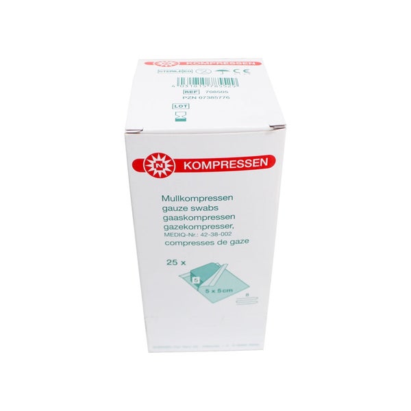 Noba Mullkompressen steril, 8-fach, à 5, 7,5 x 7,5 cm 25X5 St
