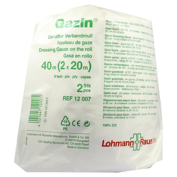 Lohmann Rauscher Gazin Verbandmull gerollt 8-fach 10 cm x 20 m 2 Stück 1 St