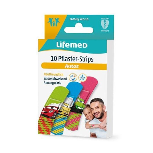 Lifemed Pflaster-Strips 6 cm x 1,7 cm farbig "Autos" 10 Stück, 1 Pack 10 St