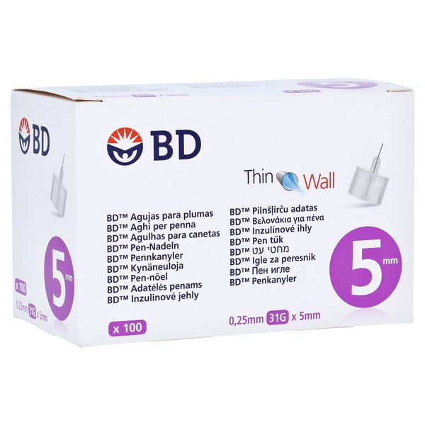 BD THIN Wall Pen-Nadeln 0,25 31 Gx5 mm 100 St