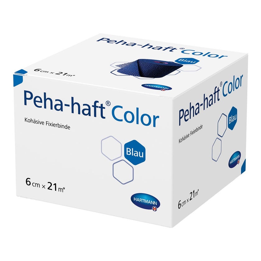 Hartmann Peha-haft Fixierbinde, 21 m, selbsthaftend, blau - 6 cm / 1 Packung = 1 Binde (21 m) 1 St