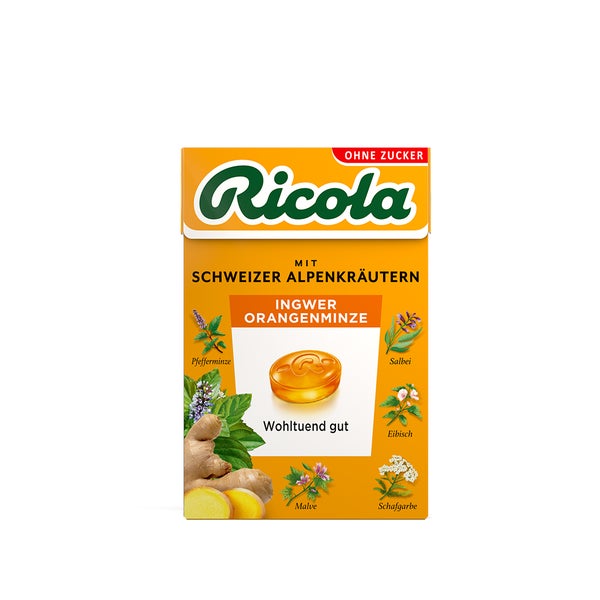 Ricola Ingwer Orangenminze ohne Zucker Box 50 g