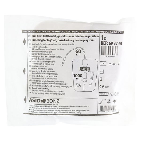 Urinbeutel 24h Steril 1 l 60 cm Schlauch 1 St
