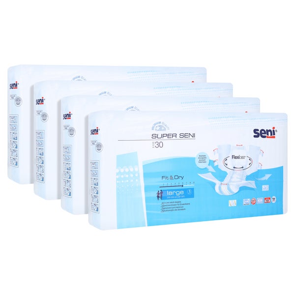 Super Seni Large Inkontinenzhosen 100 - 150 cm, Unisex, 2600 ml, 30er Pack 4X30 St