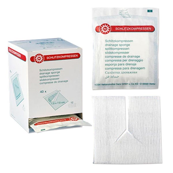 Schlitzkompressen Mull 7,5x7,5 cm steril 40X2 St