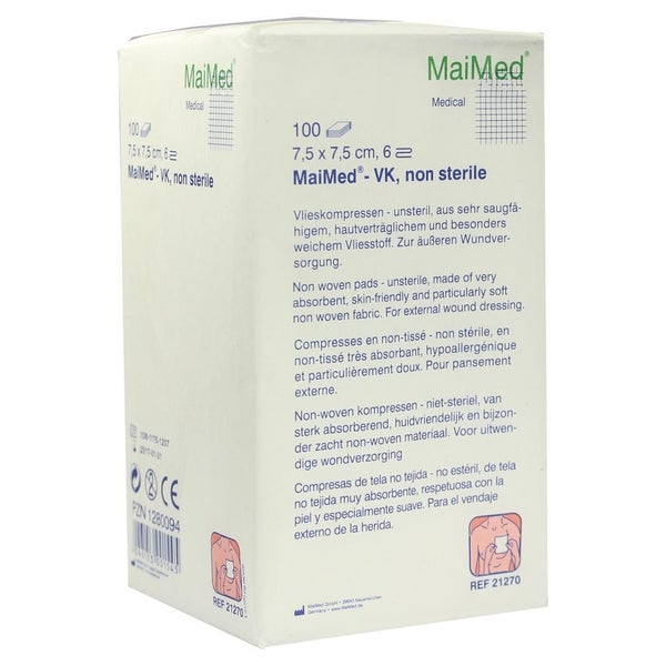 MaiMed Vlieskompressen unsteril 6- lagig 100 Stück - 7,5 x 7,5 cm 100 St