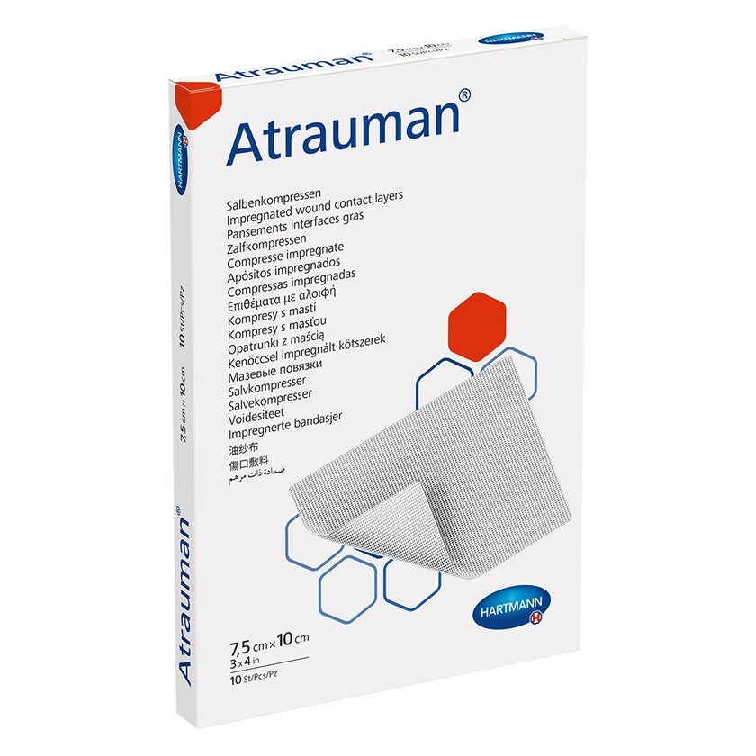 Hartmann Atrauman Salbenkompresse, wirkstofffrei, steril - 7,5 x 10 cm – Packung = 10 Stück 10 St