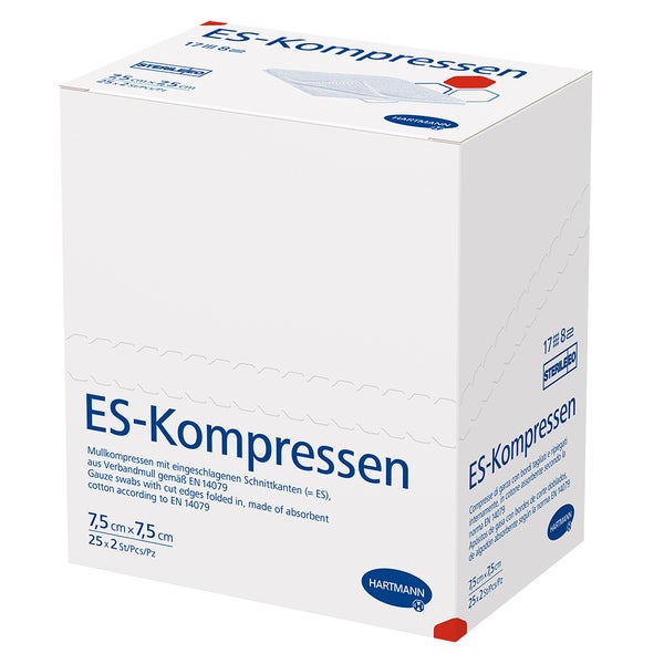 ES Mullkompressen steril 7,5 x 7,5 cm, 17 fädig, 8-fach 25X2 St