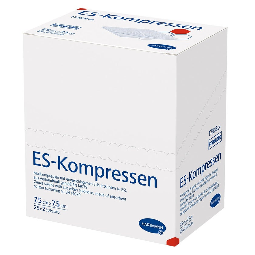 Hartmann ES-Kompressen steril 8- lagig 25 x 2 Stück - 7,5 x 7,5 cm / Einzelpackung 25X2 St
