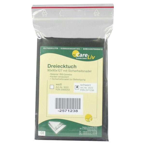 Dreiecktuch BW 90x90x127 schwarz m.Siche 1 St