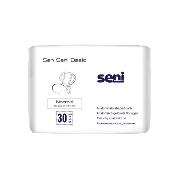 San Seni Basic Normal Inkontinenzeinlage, 32 x 62,5 cm, 1250 ml, 30er Pack 30 St