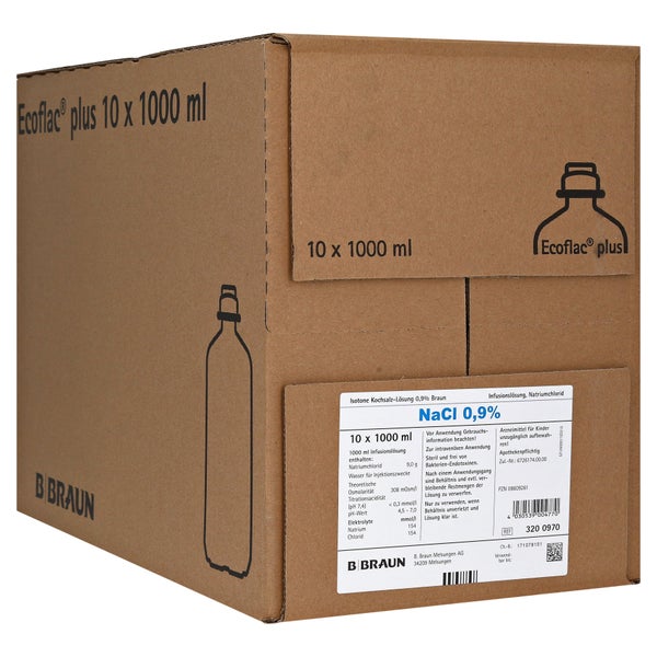 Isotone Kochsalz-lösung 0,9% Braun Ecofl 10X1000 ml