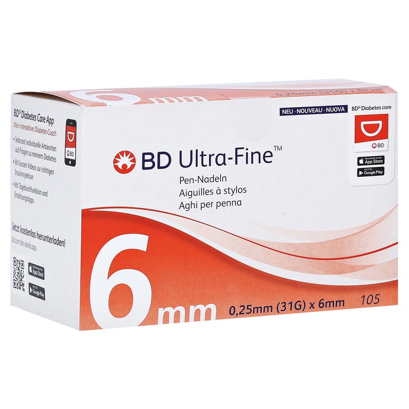 BD Ultra-fine Pen-nadeln 6 mm 31 G 0,25 105 St