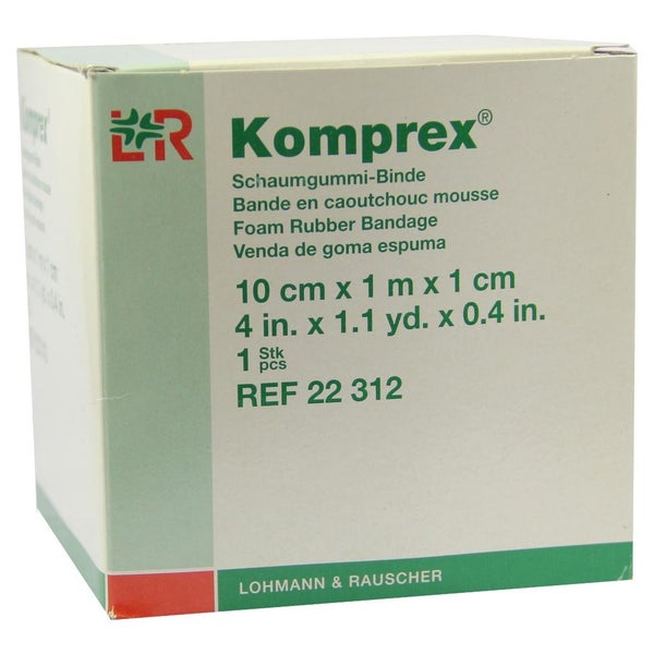 Lohmann & Rauscher Komprex Schaumgummi Binde, weiß, individuell zuschneidbar - 1 Stück, Maße: 10 cm x 1 m, Stärke 10 mm 1 St