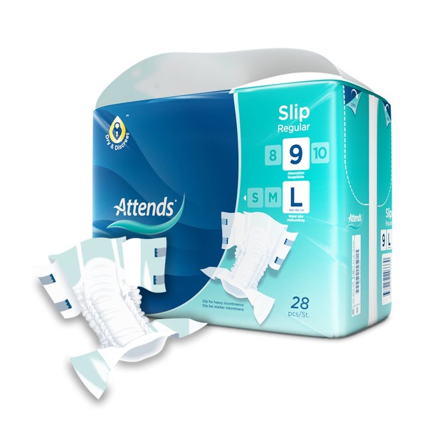 Attends Slip Regular 9 All-in-One Inkontinenzprodukt Large, 28 Stück 28 St