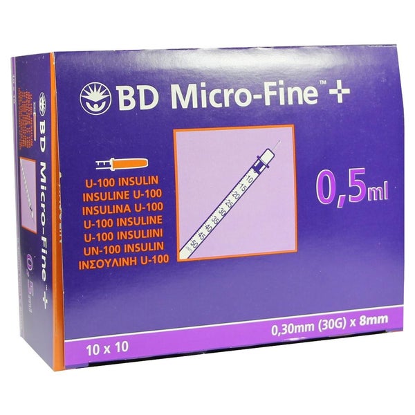 BD Micro-fine+ Insulinspritze 0,5 ml U100 100X0,5 ml