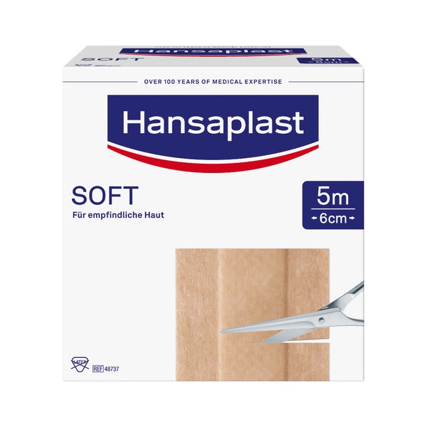 Hansaplast Soft Pflasterrolle, 5m x 6cm 1 St