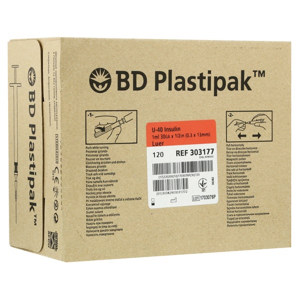 BD Plastipak Insulinspr.1 ml U40 m.Kan.3 120 St