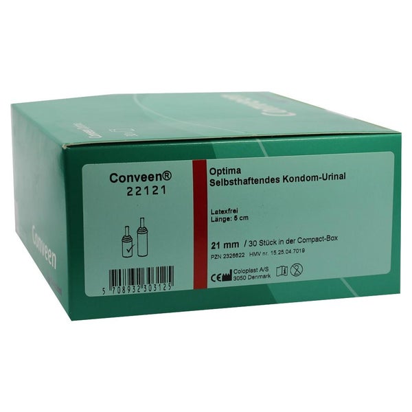 Conveen Optima kürzere Länge Urinal Kondom, 5 cm lang, 21 mm 30 St
