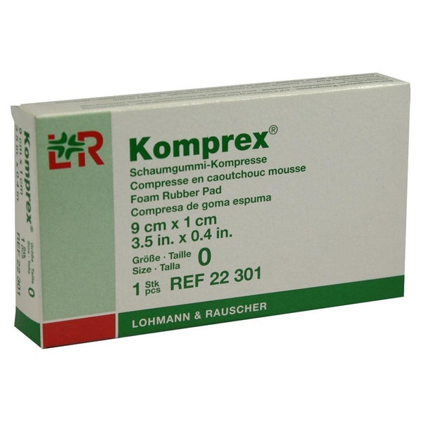 Lohmann & Rauscher Komprex Schaumgummi Kompresse, grün, individuell zuschneidbar - 1 Stück, Maße: 9 x 5 cm, Größe: 0 nierenförmig 1 St