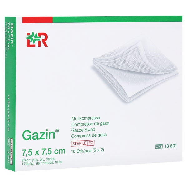Gazin Mullkomp.7,5x7,5 cm steril 8fach 5X2 St