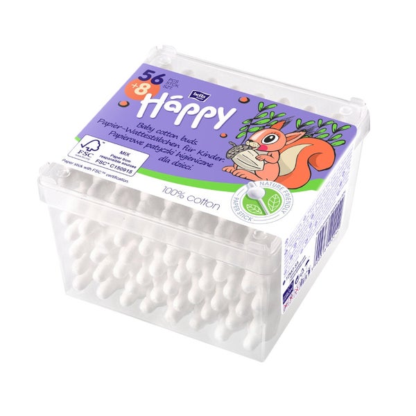 Bella Baby Happy Sicherheits-wattestäb.papiersch. 64 St