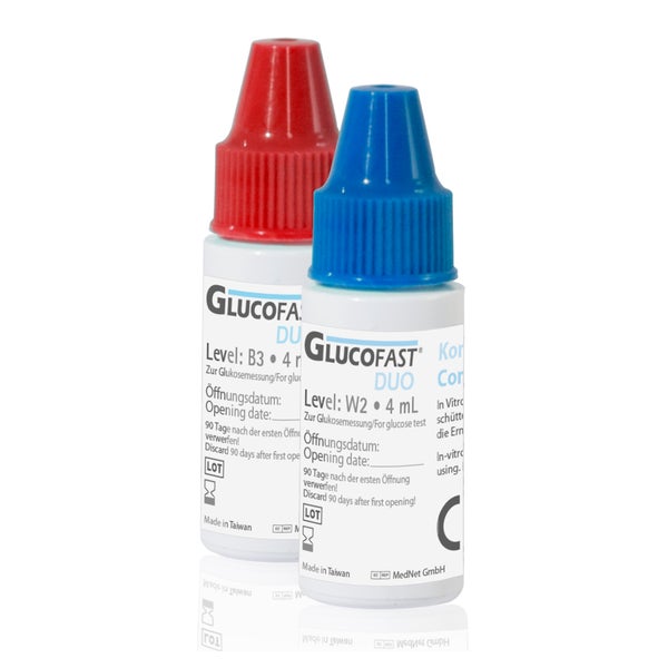 Glucofast Duo Blutzucker-kontrolllösung 2X4 ml