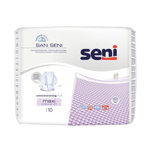 San Seni Maxi Inkontinenzvorlagen, 37 x 69 cm, 2200 ml, 10er Pack 8X10 St