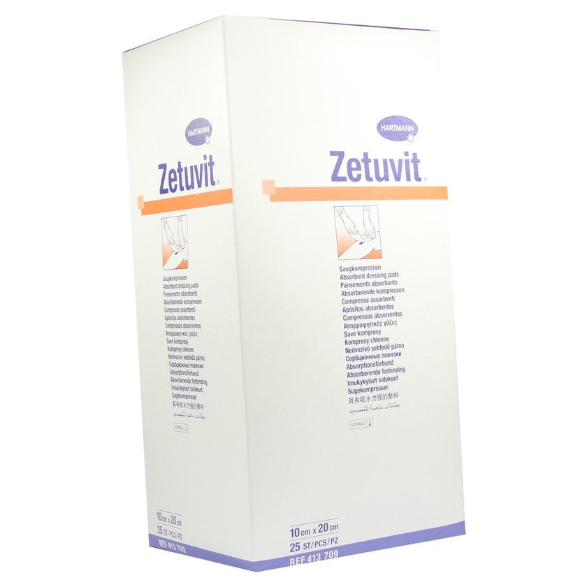 Hartmann Zetuvit Saugkompressen steril (25 Stck.) - 10 x 20 cm / Packung = 25 Stück 25 St