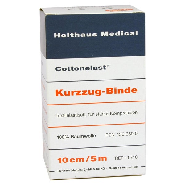 Holthaus Medical Cottonelast Kurzzug-Binde 5 m, Baumwolle - 1 Packung = 1 Stück einzeln in Schachtel, Maße: 10 cm x 5 m 1 St