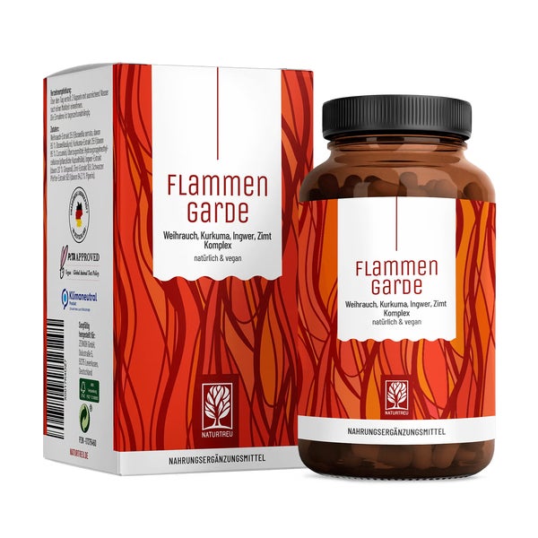 Kurkuma Weihrauch Komplex mit Ingwer und Zimt - Ayurveda Kur - FLAMMENGARDE - 90 vegane Kapseln - NATURTREU® 90 St