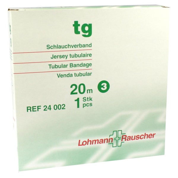 Lohmann & Rauscher tg Schlauchverband, weiß, 20 m, nahtlos gestrickt und dehnbar - 1 Stück, Gr. 3 (3,0 cm) für mehrere Finger, Kinderarm 1 St