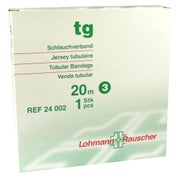 Produktabbildung: Lohmann & Rauscher tg Schlauchverband, weiß, 20 m, nahtlos gestrickt und dehnbar - 1 Stück, Gr. 3 (3,0 cm) für mehrere Finger, Kinderarm 1 St