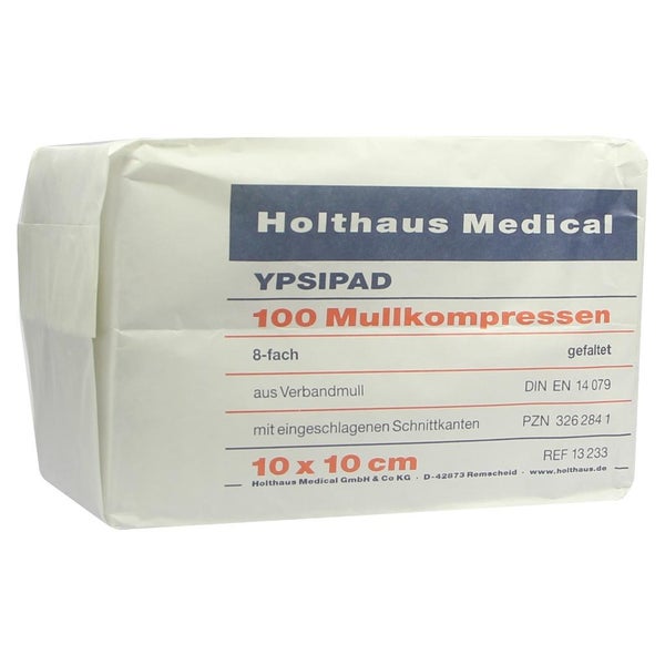 Holthaus Medical YPSIPAD Mullkompressen 8-fach unsteril (100 Stck.) - 10 x 10 cm 100 St