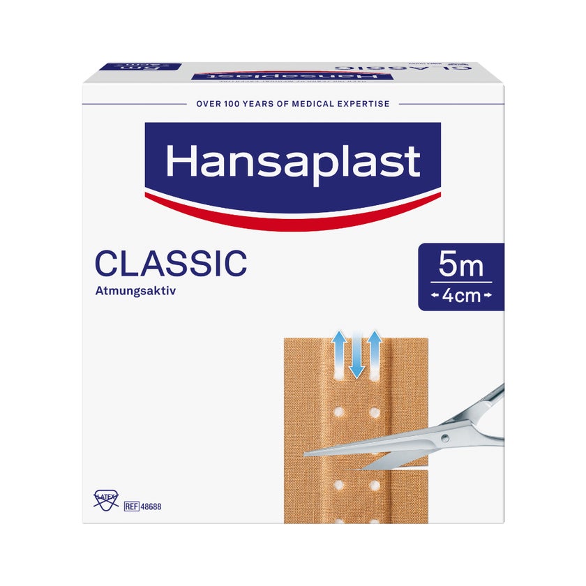 Hansaplast Classic Pflasterrolle, 5m x 4cm 1 St