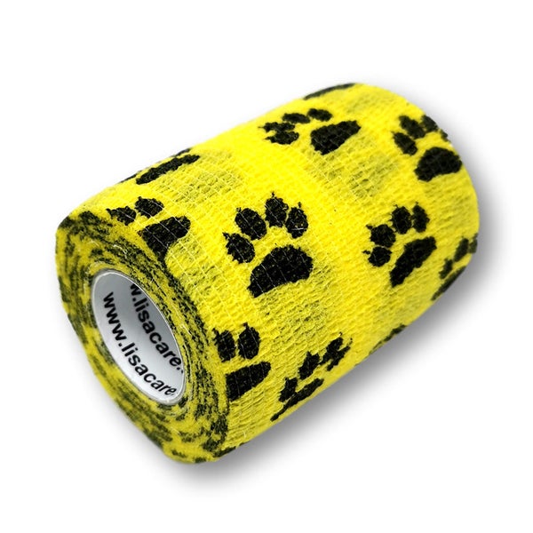 LisaCare selbsthaftende Bandage - Pfote Gelb - 7,5cm x 4,5m 1 St